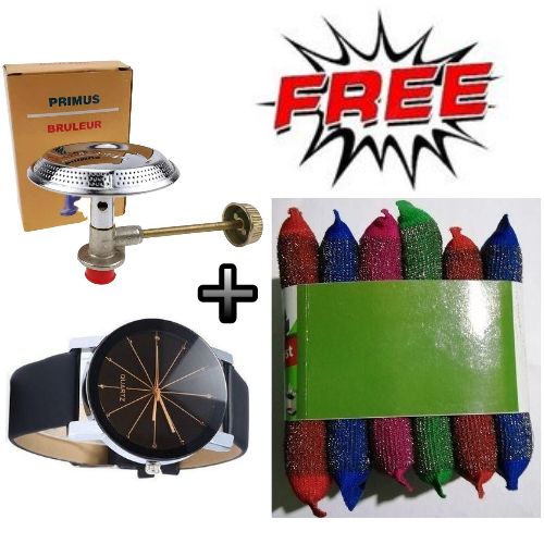 Primus Quality 6kg Gas Cylinder Burner For Meko + Free Sufuria Scouring Pads & Watch