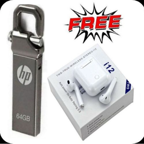 HP 64 GB V250W FLASHDISK - SILVER + Free I12. Earbuds