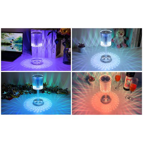 Touch Table Lamp 3 Colors Changing Cordless Crystal Lamp,3D Diamond Acrylic Bedside Nightstand Lamp For Living Room Bedroom