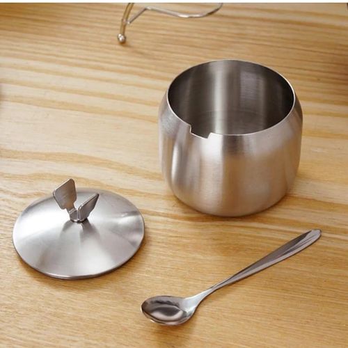 Stainless Steel sugar dish with lid and Spoon 1pc