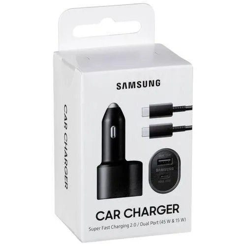 Samsung Super Fast Dual Car Charger Adapter(45W+15W) Two Port Pd With USB Type C Cable
