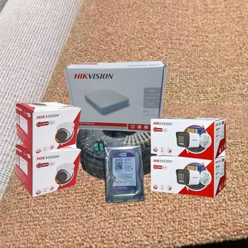 Hikvision 4 Remote Viewing 1080P HD 2MP Hybrid Full Colored Night Vision Sound Capturing CCTV Cameras Complete Package Kit