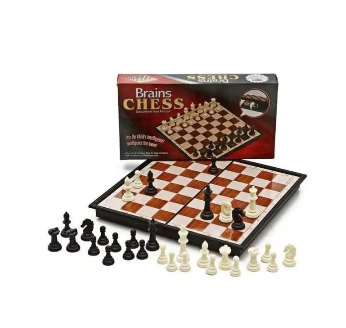 Chess Bag Magnetic Chess Board - Foldable Brown Chess Board Game Magnetic & Foldable Travel Chess