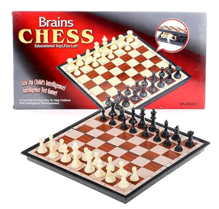 Chess Bag Magnetic Chess Board - Foldable Brown Chess Board Game Magnetic & Foldable Travel Chess