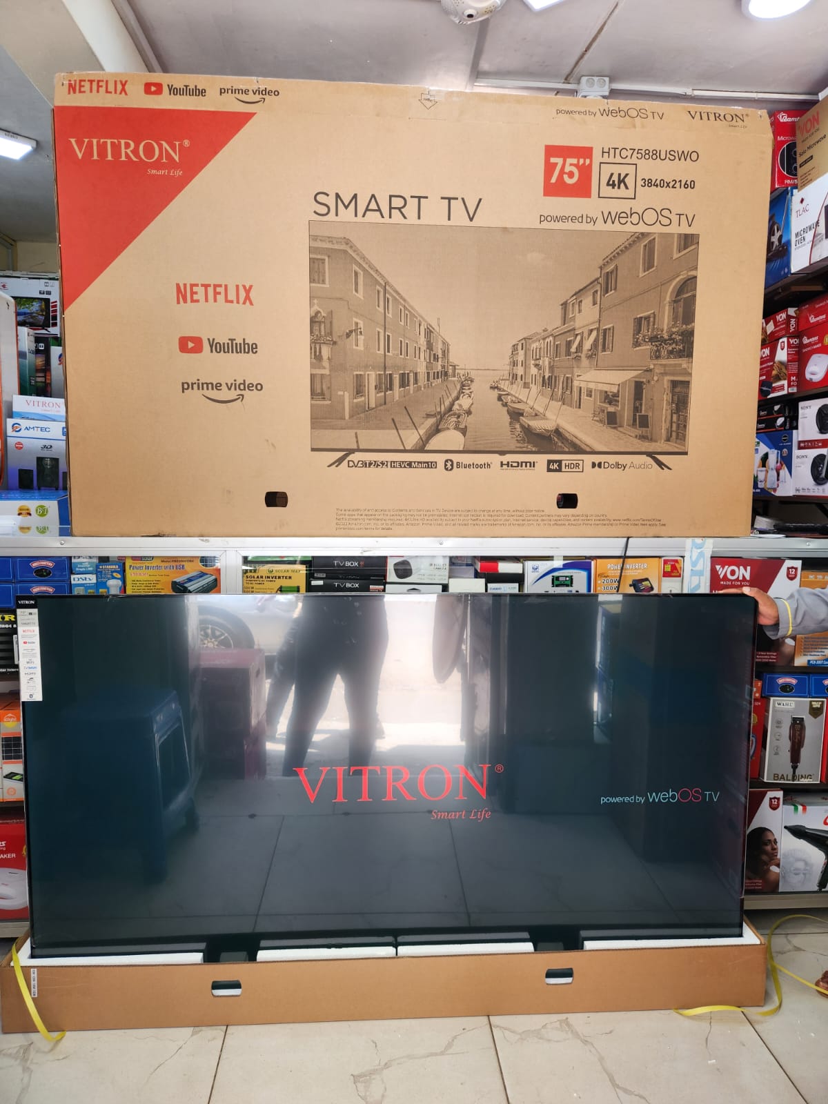 Vitron 75″ Inch Smart TV HTC7588USWO 4K HDR WebOS Bluetooth, Frameless Dolby Audio