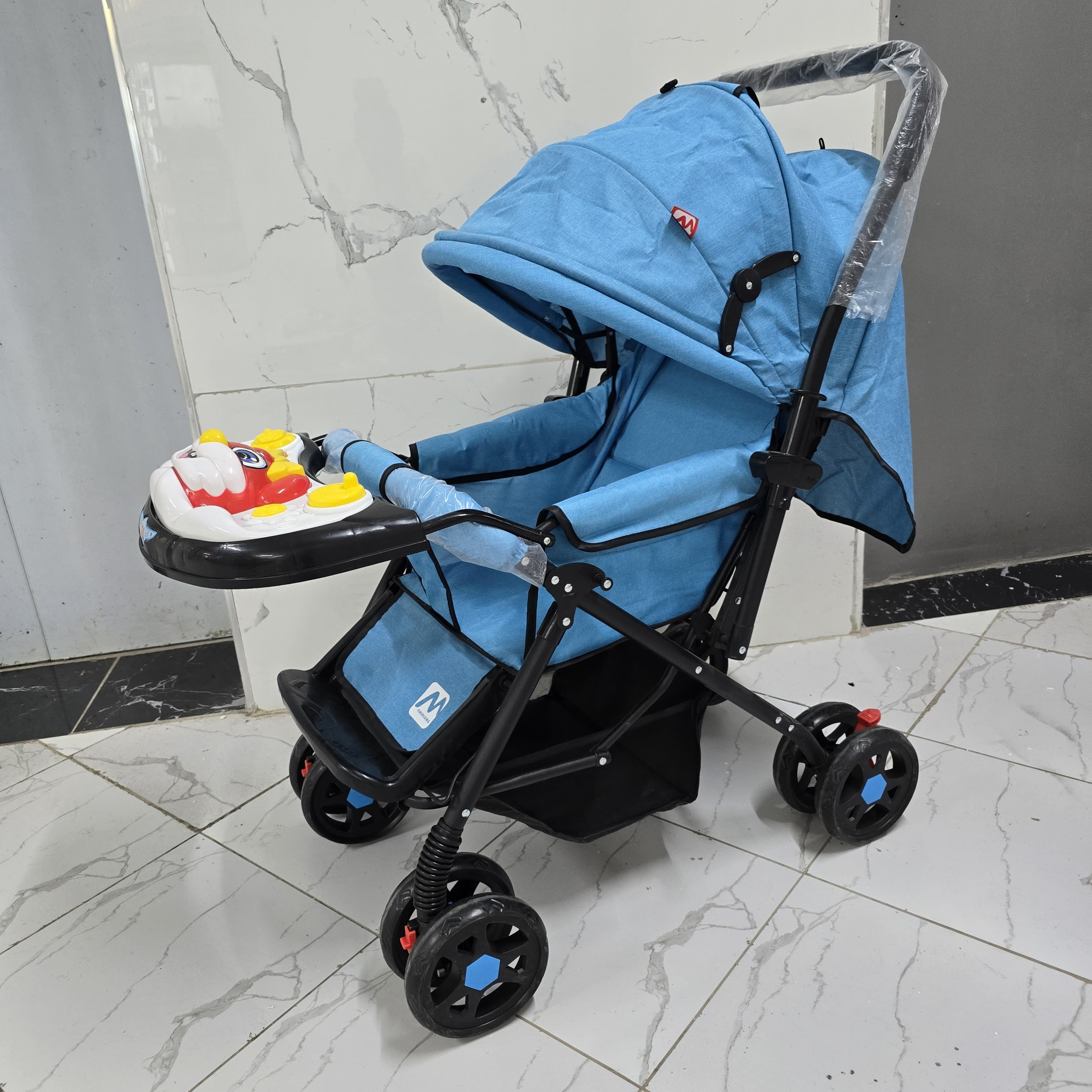 Baby Stroller with Flip Arm & Games Table Mei Hua Long Baby Blue Design