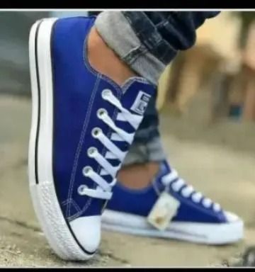 Canvas rubber shoes blue and white unisex men women flat rubber shoes