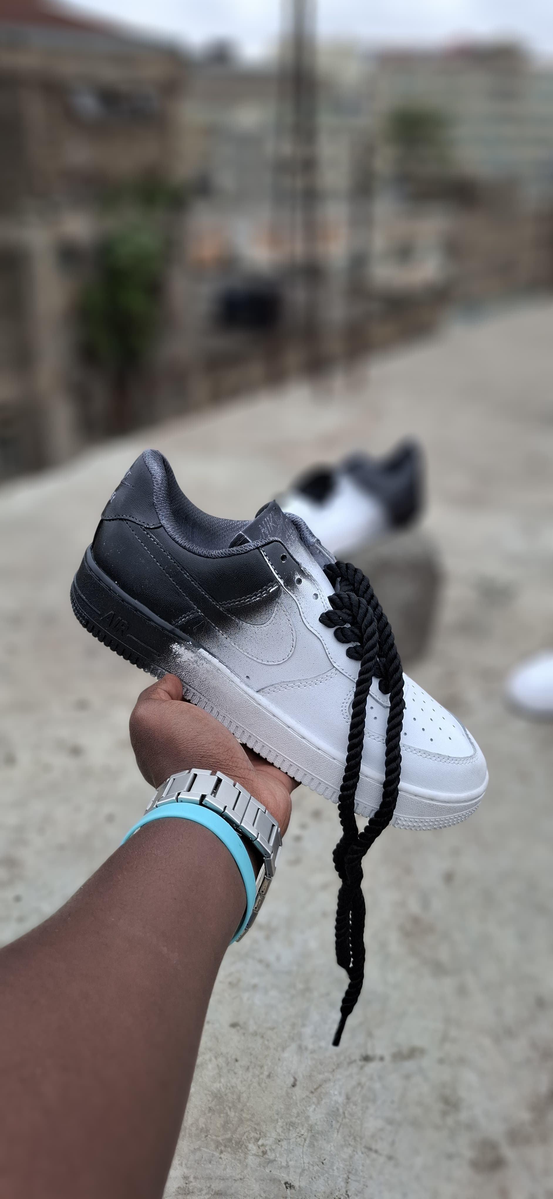 Airforce shoes with chunky laces unisex fashionable white black Airforce shoes sneakers