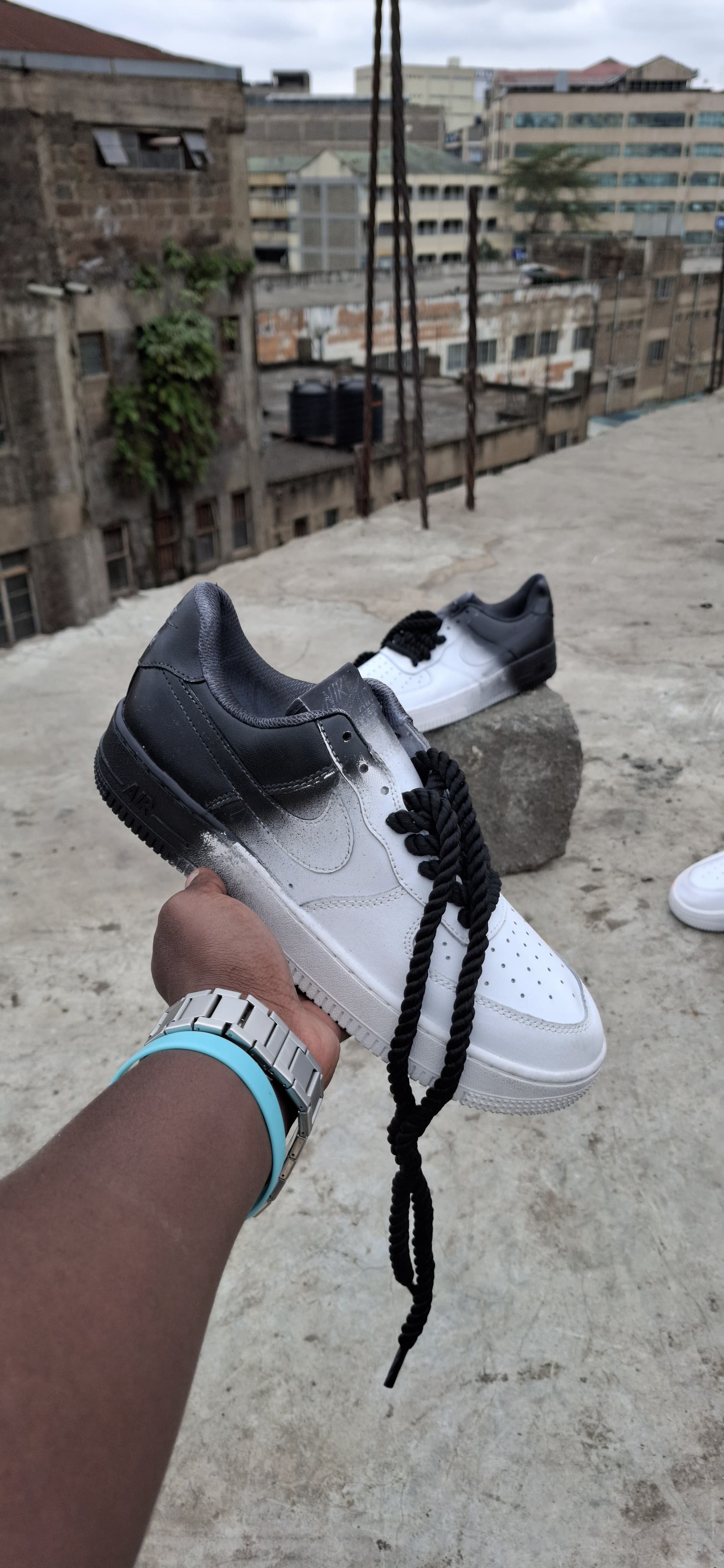 Airforce shoes with chunky laces unisex fashionable white black Airforce shoes sneakers