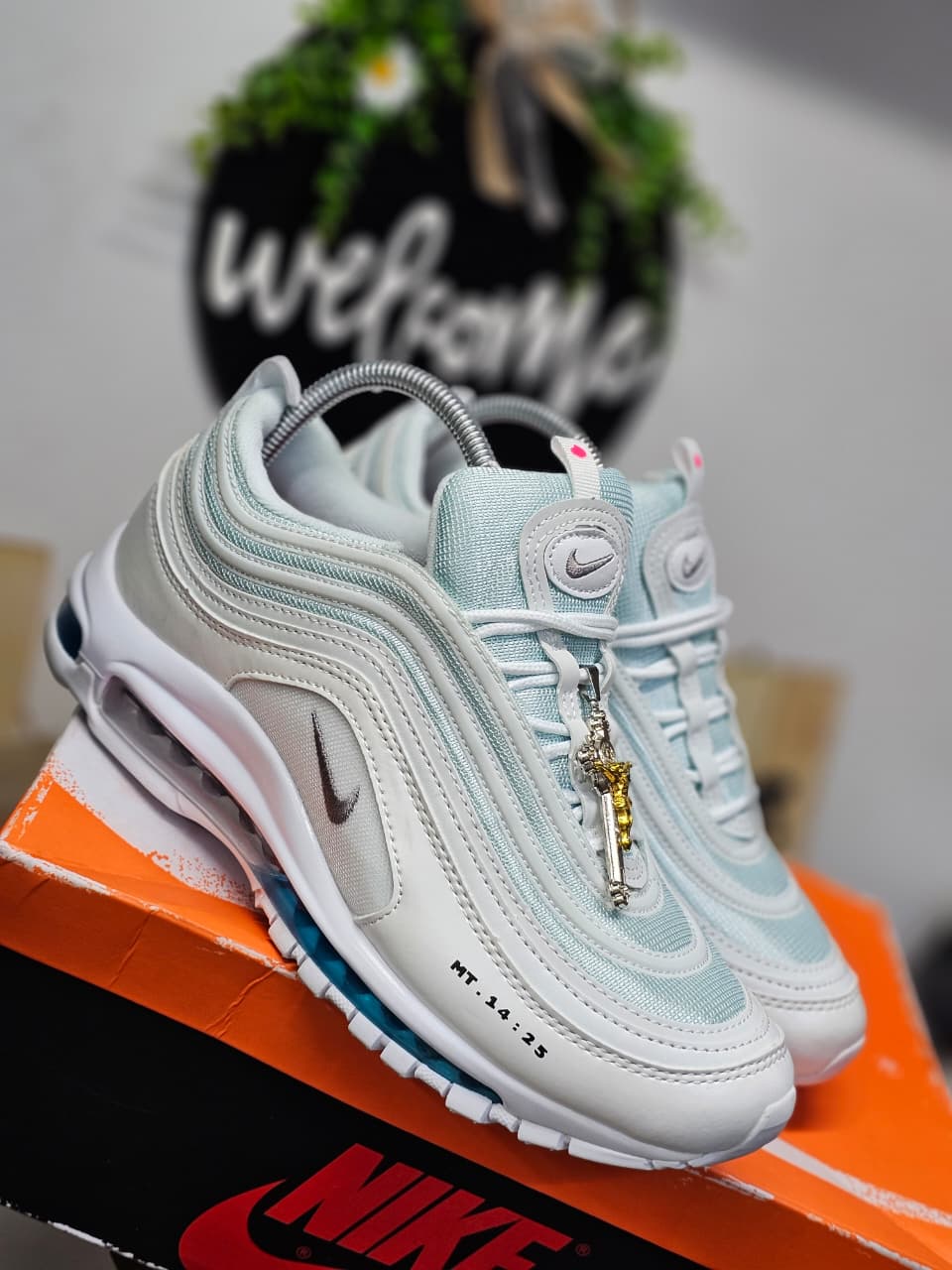 Air Max 97 Inri Jesus Shoes holy water.UNISEX Airmax 97 Holy Water Men's Shoes Sneakers