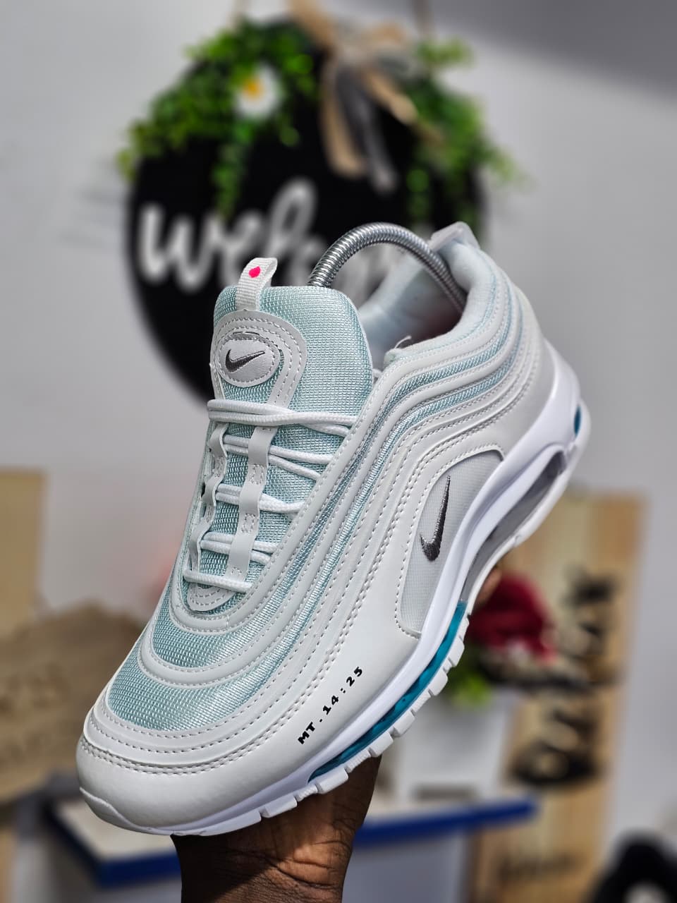 Air Max 97 Inri Jesus Shoes holy water.UNISEX Airmax 97 Holy Water Men's Shoes Sneakers