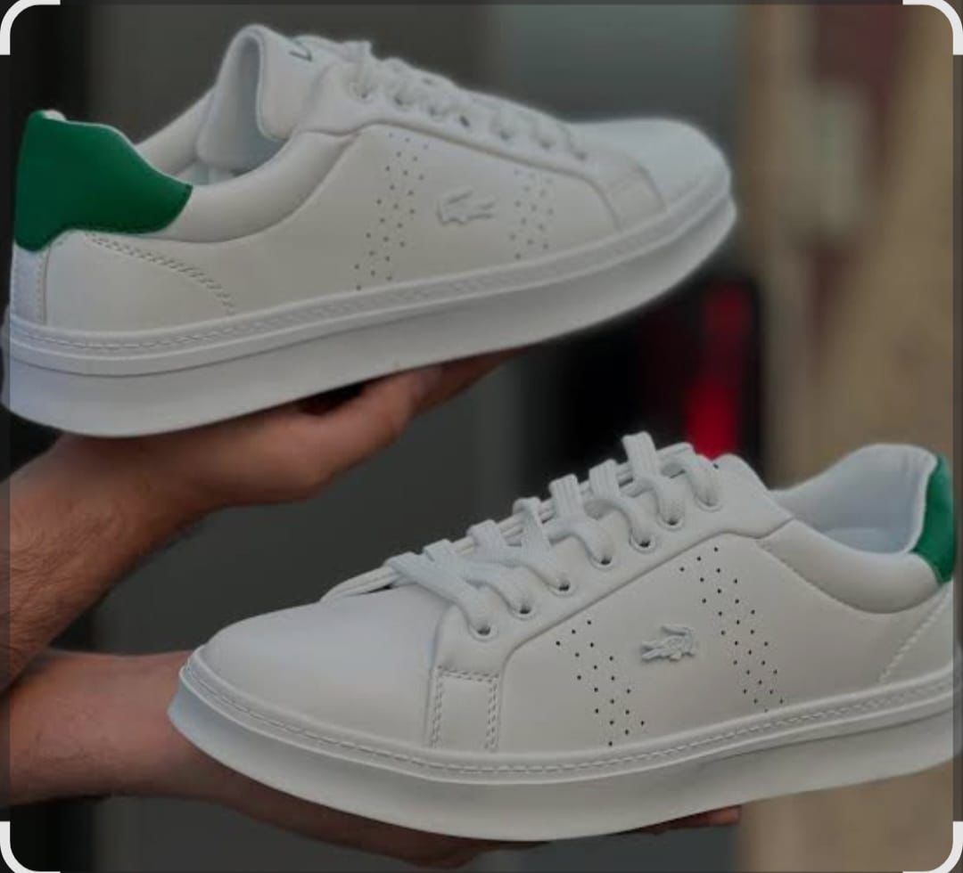 Lacoste casual sizes 40-45 white with green shoes sneakers Lacoste white sneakers