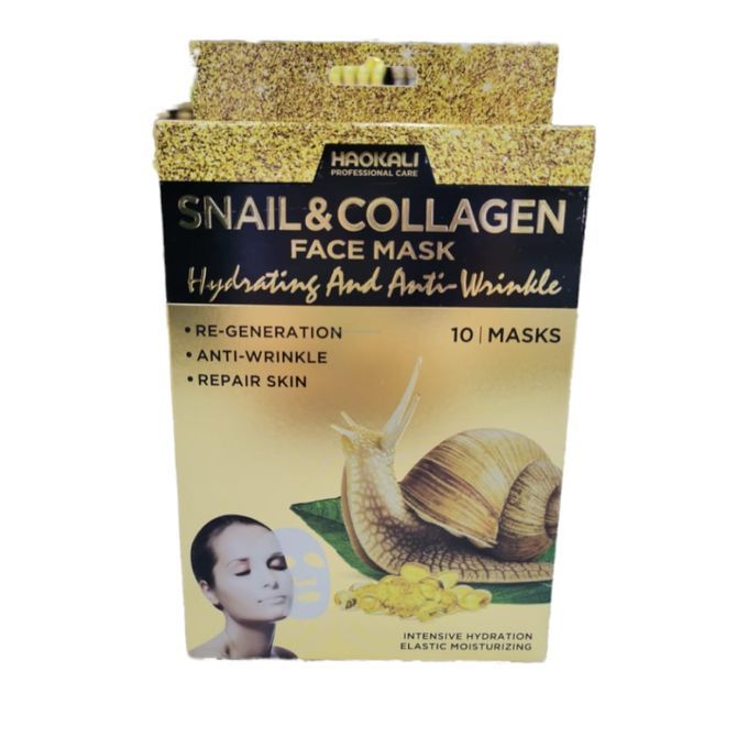 Haokali 10Pcs Snail & Collagen Facial Mask Sheet Face Mask