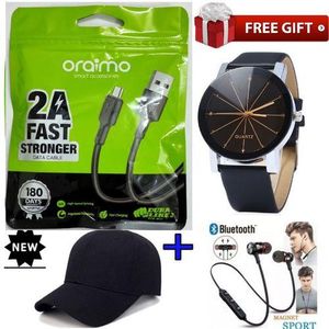 Oraimo Fast Charging USB Type B Cable+Watch + Cap+ BT Earphones