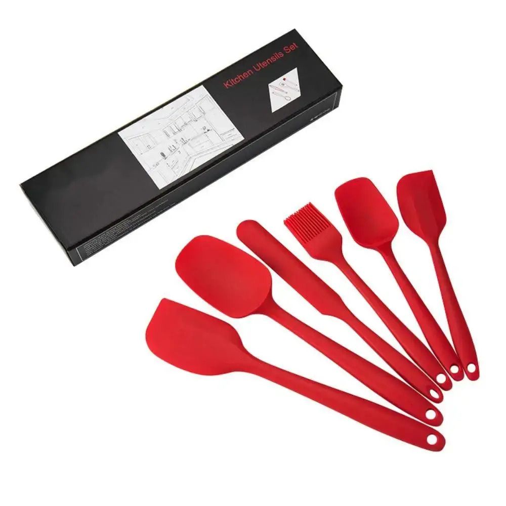 6pcs Kitchen Bakehouse Cream Spatula Bbq Brush Set Silicone Kitchenware Cake Spatula Baking Set Tools