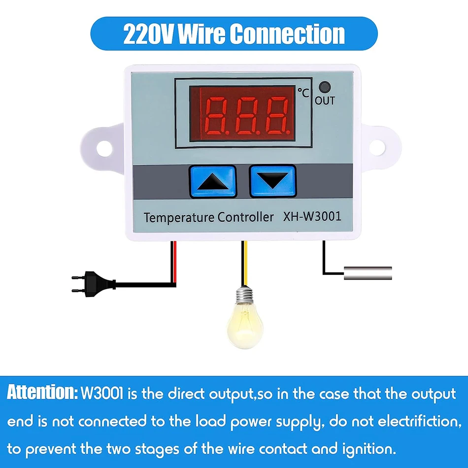 Digital Temperature Controller Thermostat Control with NTC Sensor Probe