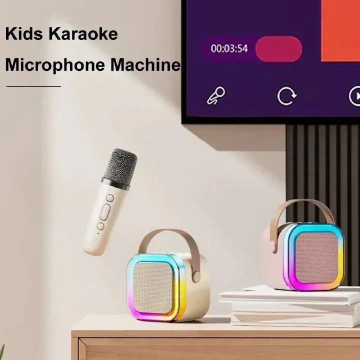 K12 Bluetooth Karaoke Machine Portable 5.3 PA Speaker System with 1-2 Wireless Microphones Home Family Singing Children's Gifts