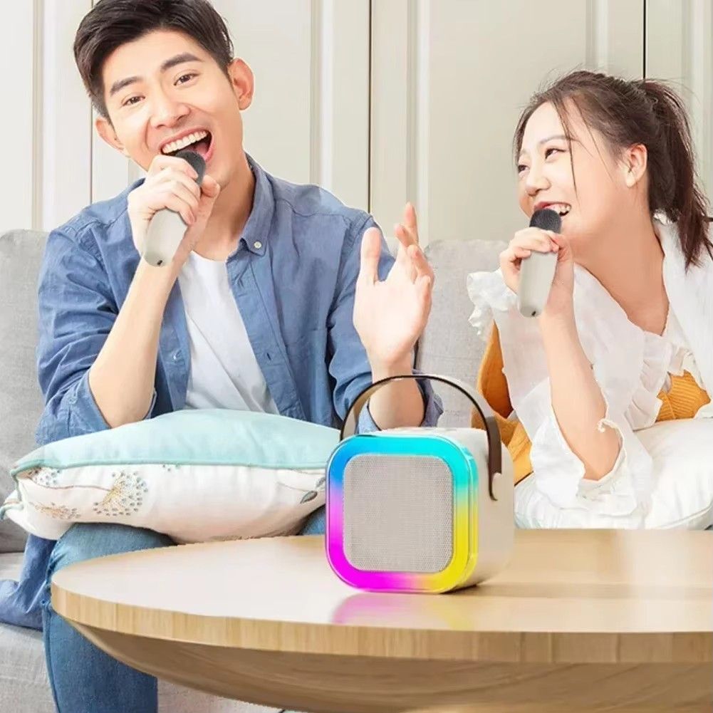 K12 Bluetooth Karaoke Machine Portable 5.3 PA Speaker System with 1-2 Wireless Microphones Home Family Singing Children's Gifts