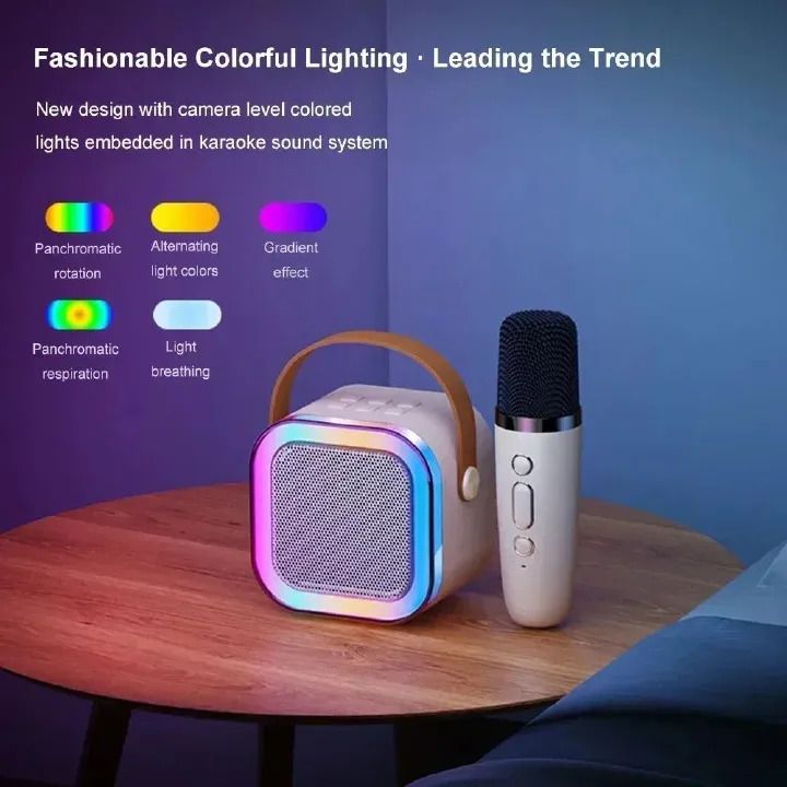 K12 Bluetooth Karaoke Machine Portable 5.3 PA Speaker System with 1-2 Wireless Microphones Home Family Singing Children's Gifts