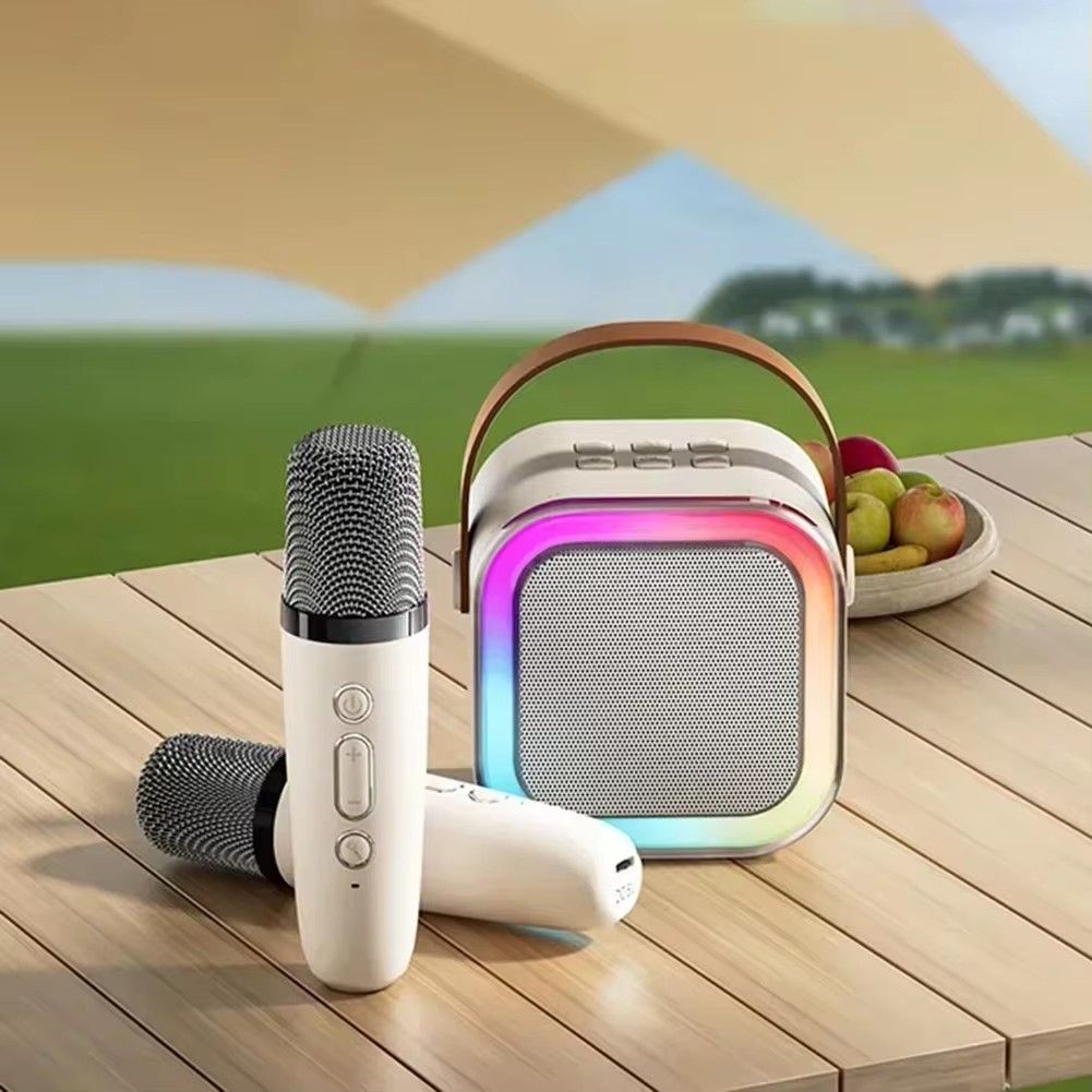 K12 Bluetooth Karaoke Machine Portable 5.3 PA Speaker System with 1-2 Wireless Microphones Home Family Singing Children's Gifts