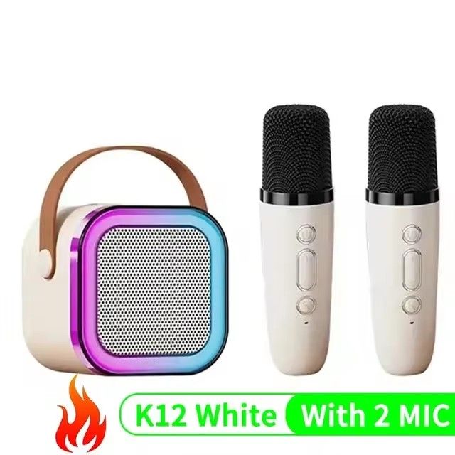 K12 Bluetooth Karaoke Machine Portable 5.3 PA Speaker System with 1-2 Wireless Microphones Home Family Singing Children's Gifts