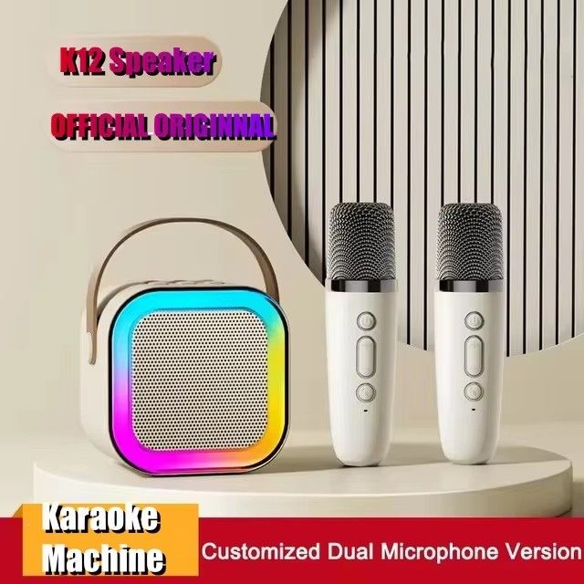 K12 Bluetooth Karaoke Machine Portable 5.3 PA Speaker System with 1-2 Wireless Microphones Home Family Singing Children's Gifts
