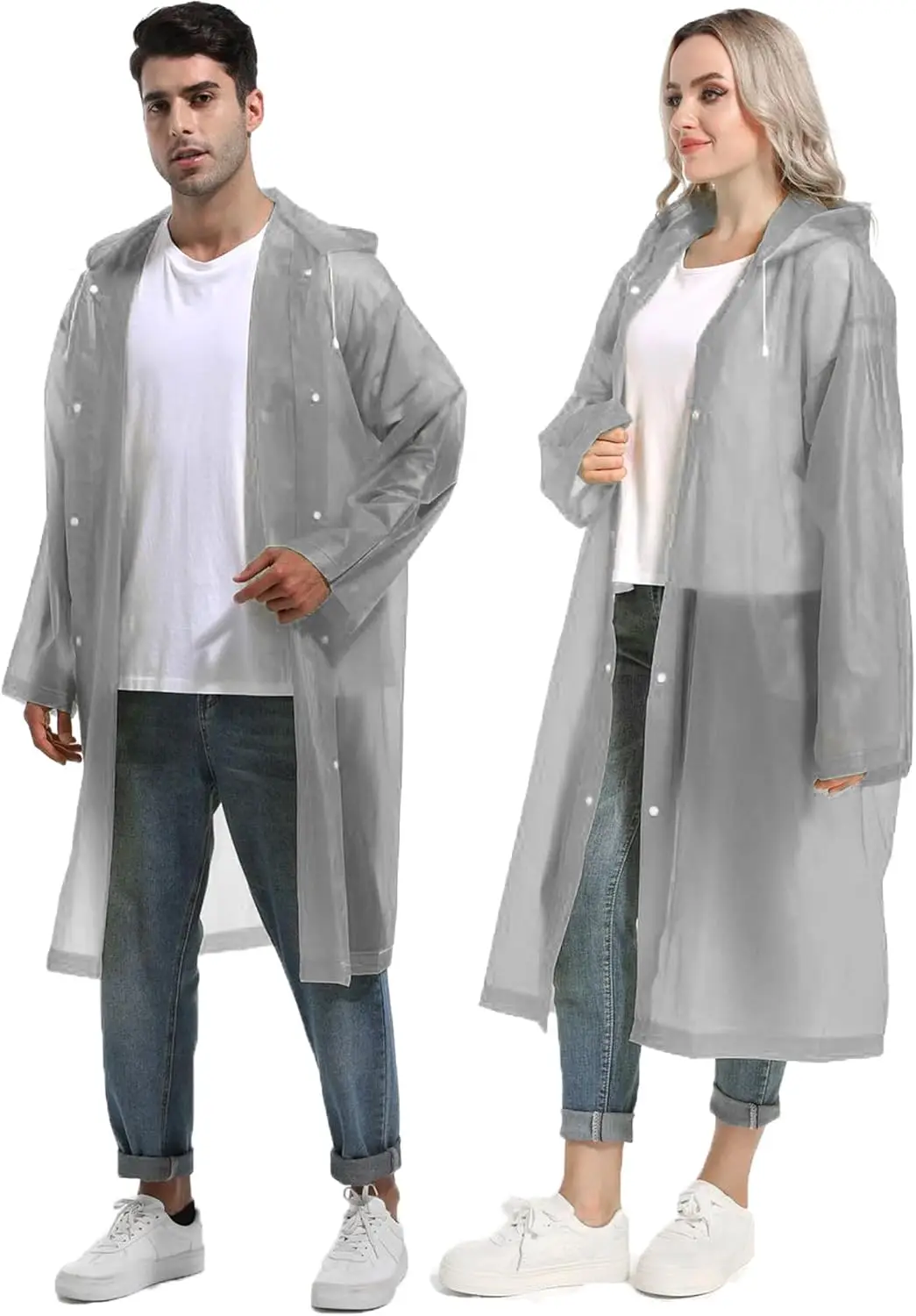 Non-disposable Thickened Frosted Waterproof Adult Men Women Children Integrated Semi-transparent Hiking Raincoat