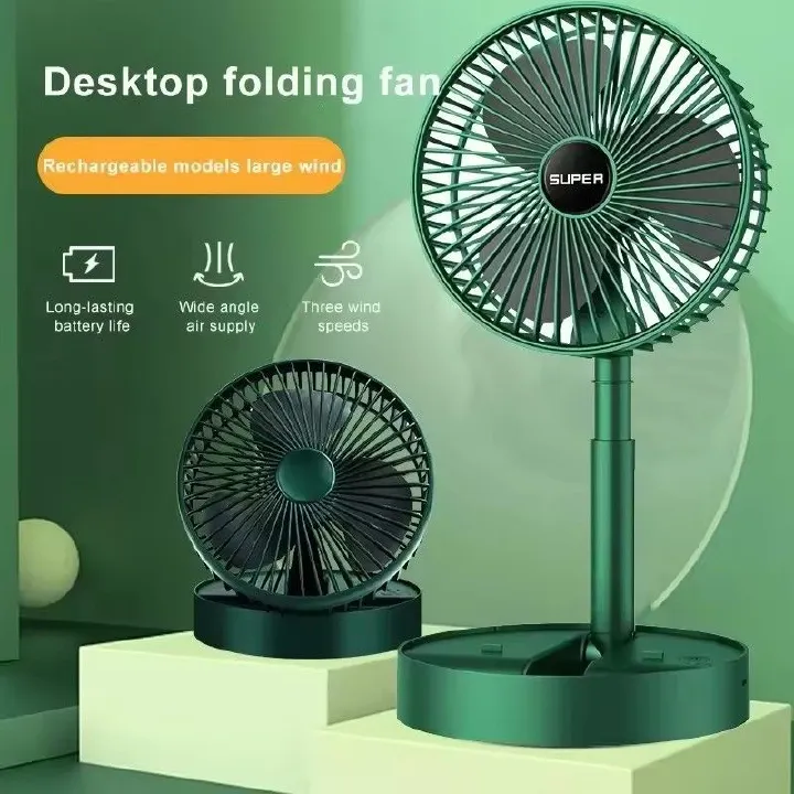 Rechargerable USB Foldable Adjustable Fan Small Cooling Handy Desk Table Home Office Car Outdoor Travel Portable Fan