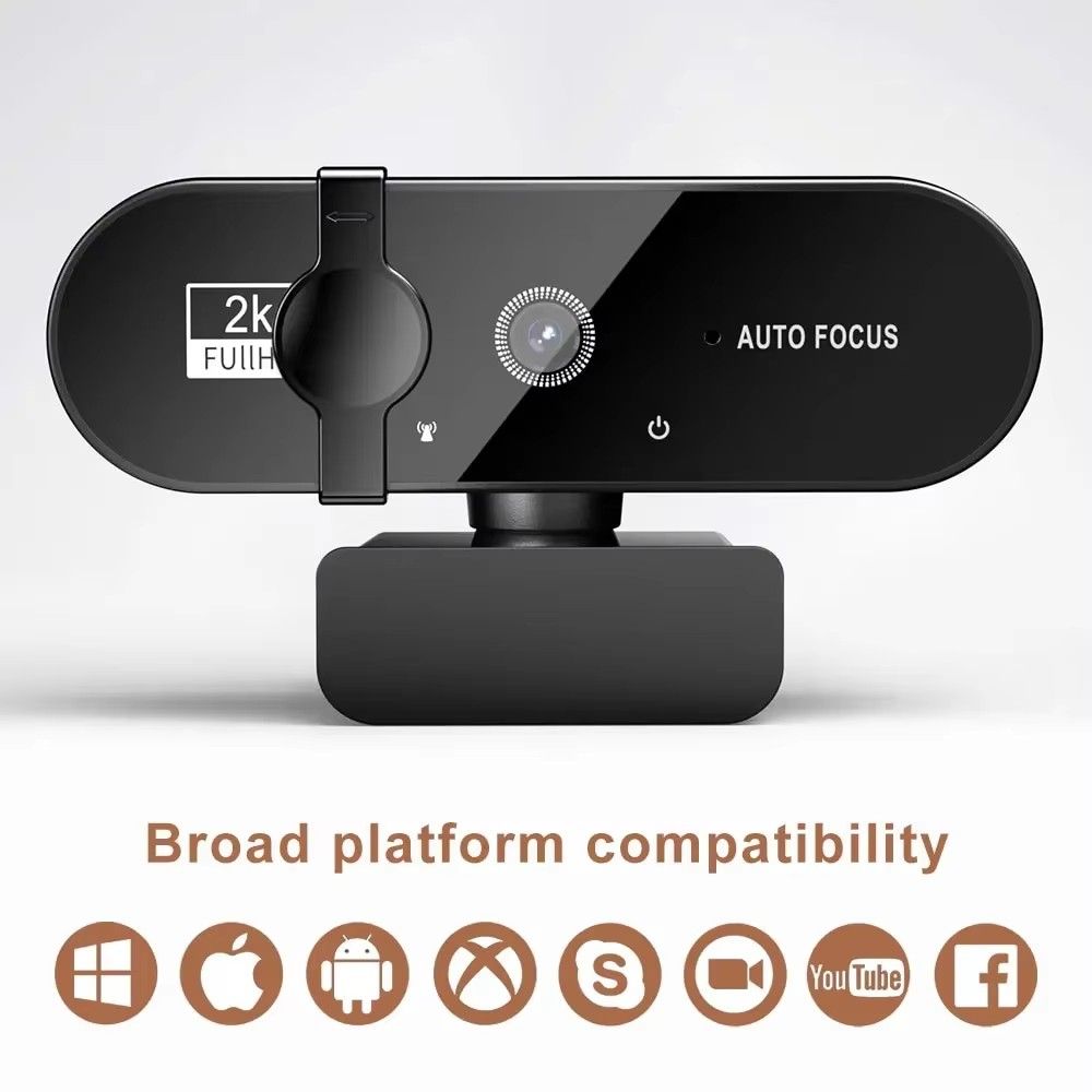 Webcam 1080P Mini Camera 2K Full HD Webcam with Microphone 30fps USB Web Cam for Auto Focus PC Laptop Video Shooting Camera
