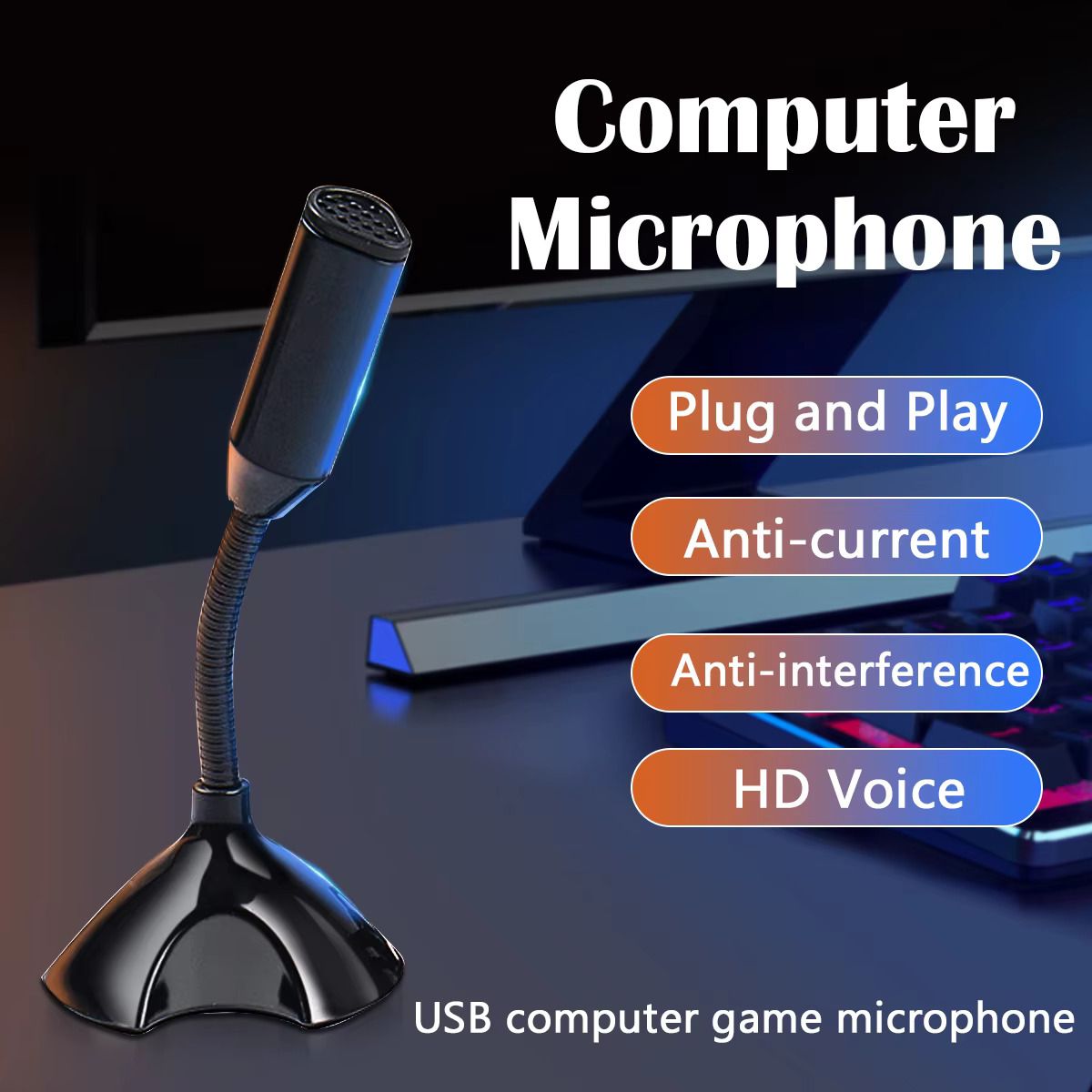 USB Microphone For Laptop And Computers Adjustable Studio Singing Gaming Streaming Mikrofon Stand Mic With Holder Desktop