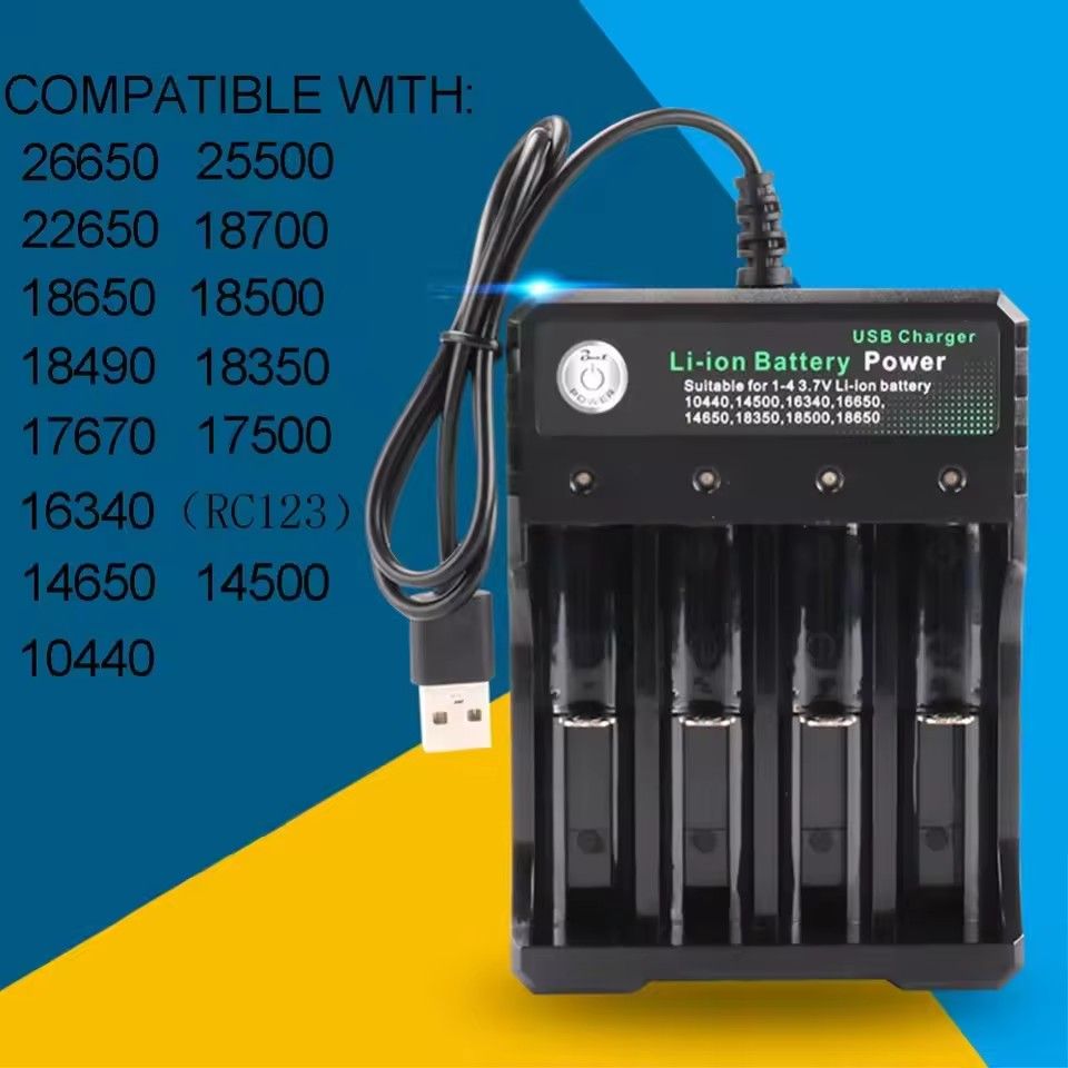 4 Slots Battery Charger USB Charging for 18650 Li-ion BatteryRechargeable Lithium Battery USB Charger
