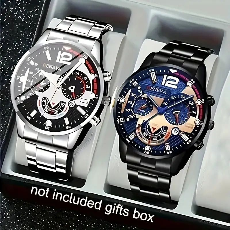 2pcs Luxury Men's Quartz Watch Set With Precision Time Scale Perfect For Business & Casual Wear - Ideal Gift For Back To School, Christmas, Birthdays