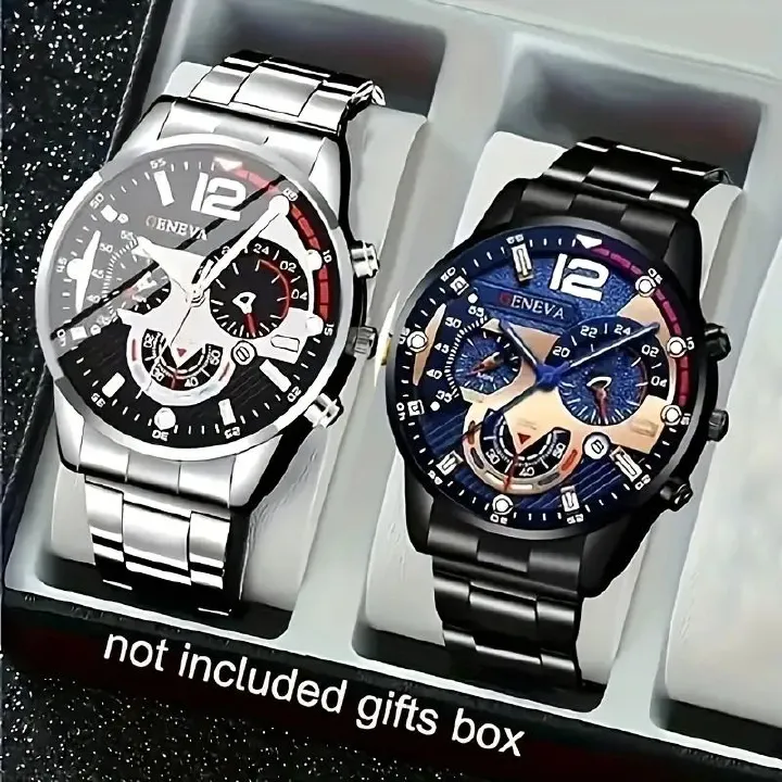 2pcs Luxury Men's Quartz Watch Set With Precision Time Scale Perfect For Business & Casual Wear - Ideal Gift For Back To School, Christmas, Birthdays