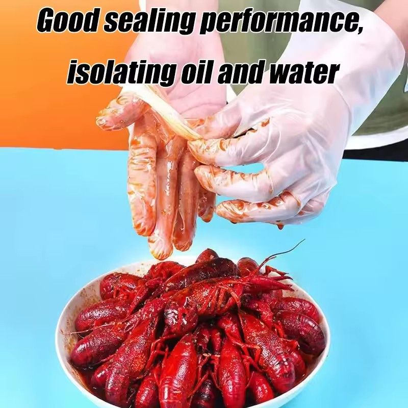 100pcs Disposable TPE Gloves, Powder Free and Latex Free, Suitable for Kitchen, Bathroom Cleaning