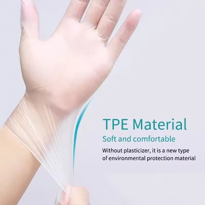 100pcs Disposable TPE Gloves, Powder Free and Latex Free, Suitable for Kitchen, Bathroom Cleaning