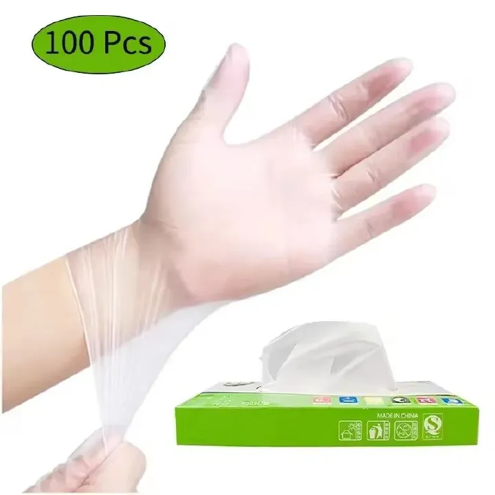 100pcs Disposable TPE Gloves, Powder Free and Latex Free, Suitable for Kitchen, Bathroom Cleaning