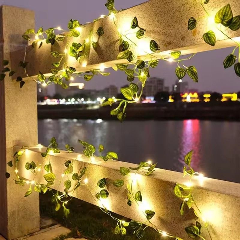 Flower Green Leaf String Lights Artificial Vine Fairy Lights Battery Powered Christmas Tree Garland Light for Weeding Home Decor