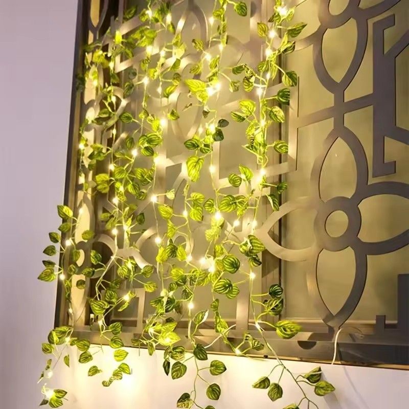 Flower Green Leaf String Lights Artificial Vine Fairy Lights Battery Powered Christmas Tree Garland Light for Weeding Home Decor
