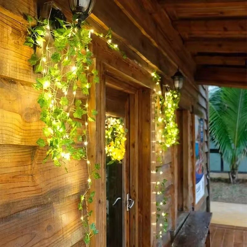 Flower Green Leaf String Lights Artificial Vine Fairy Lights Battery Powered Christmas Tree Garland Light for Weeding Home Decor