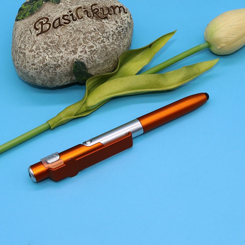 2pcs/lot  4 In 1 Multifunction Ballpoint Pen with LED Light Fold Phone Holder Night Read Writing Pencil Office School Student Stationery