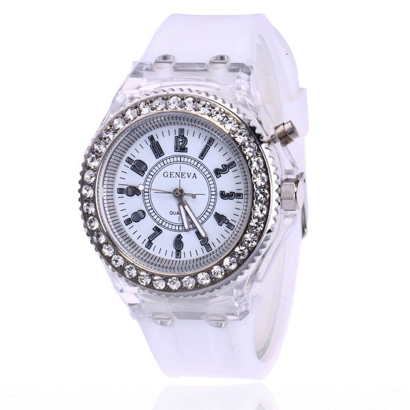 【Clearance Sale】Night glow personality water drill led Yusuku Korean fashion trend boys and girls couple jelly quartz watch