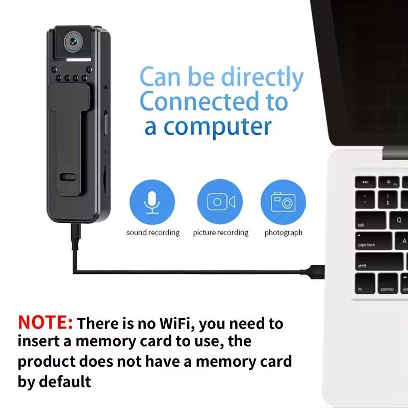 Body Camera with 180° Rotating Lens & Night Vision - Rechargeable Lithium-Polymer Battery, 1080P HD Video Recording, Alert System for Sports, Outdoor Adventures, Travel, Portable Camera