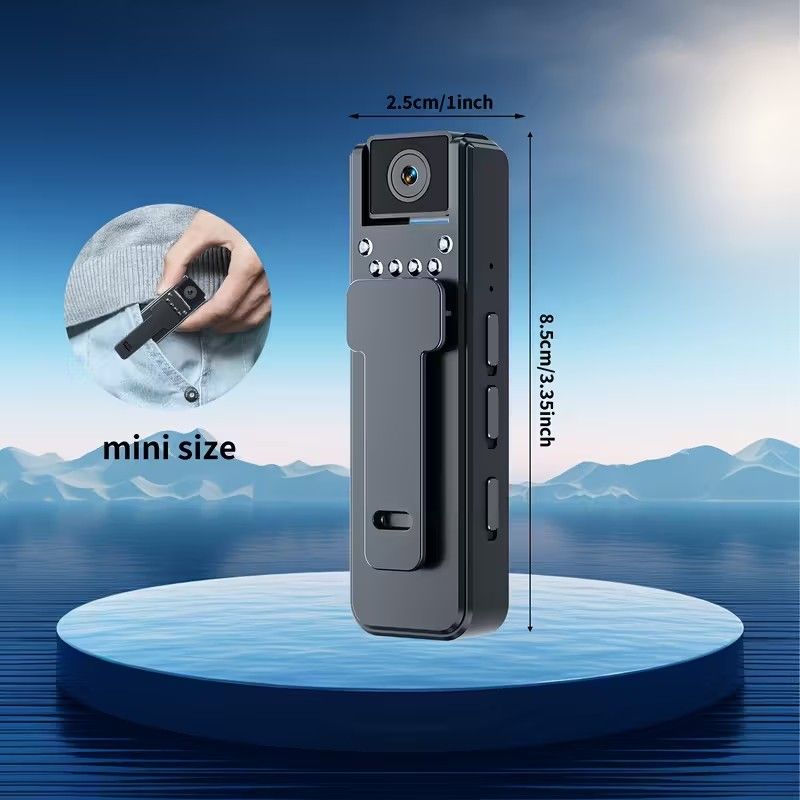 Body Camera with 180° Rotating Lens & Night Vision - Rechargeable Lithium-Polymer Battery, 1080P HD Video Recording, Alert System for Sports, Outdoor Adventures, Travel, Portable Camera