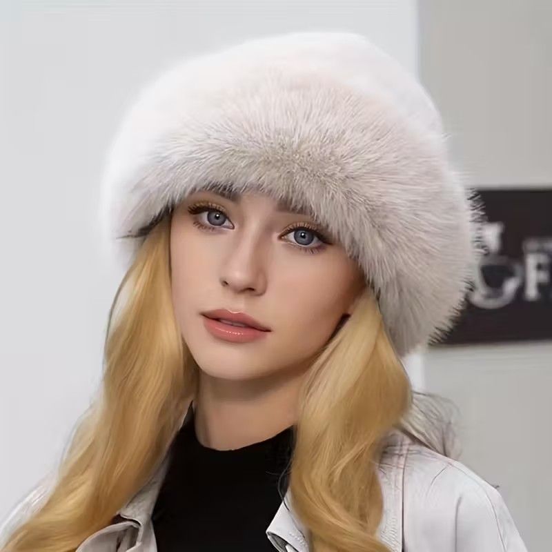 Women's Plush Fleece Mongolian Hat Luxury Faux Fur Hat , Fluffy -  Windproof & Cold-Resistant Lightweight Warm, Elastic Stretch Fit, Solid Color Design for Outdoor Casual & Daily Use, Cold Weather