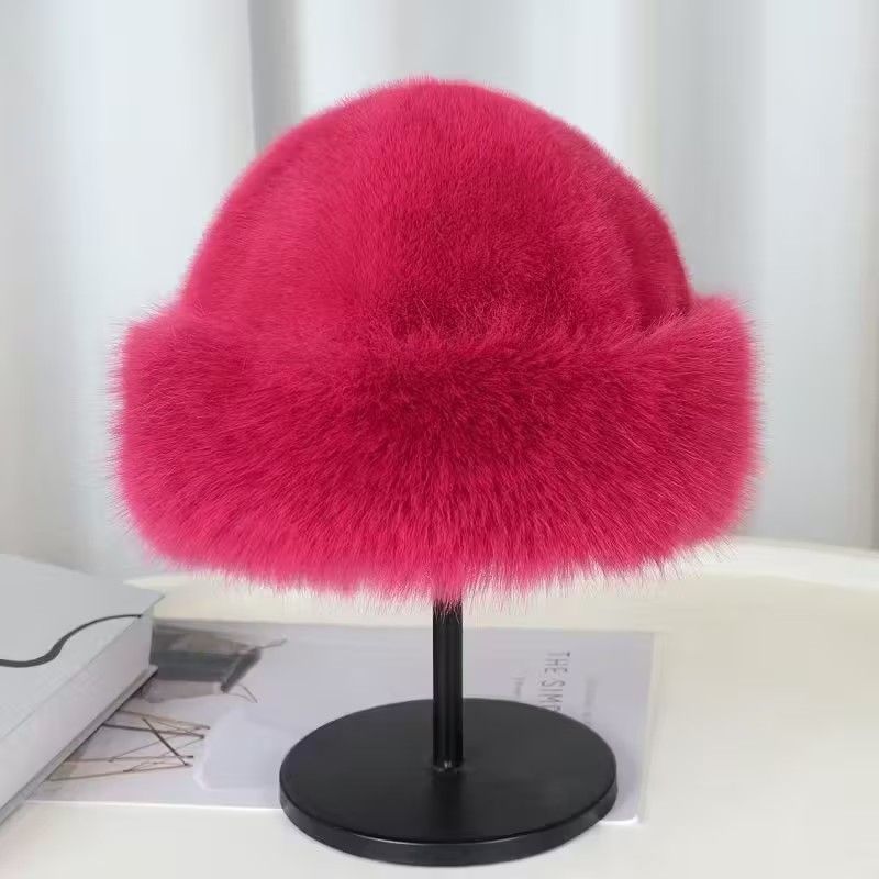 Women's Plush Fleece Mongolian Hat Luxury Faux Fur Hat , Fluffy -  Windproof & Cold-Resistant Lightweight Warm, Elastic Stretch Fit, Solid Color Design for Outdoor Casual & Daily Use, Cold Weather
