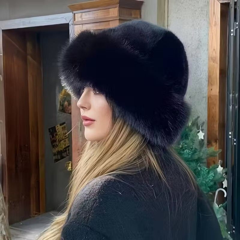 Women's Plush Fleece Mongolian Hat Luxury Faux Fur Hat , Fluffy -  Windproof & Cold-Resistant Lightweight Warm, Elastic Stretch Fit, Solid Color Design for Outdoor Casual & Daily Use, Cold Weather