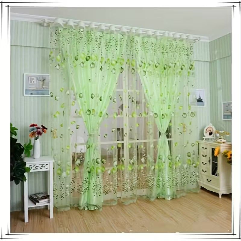 1pc Tulip Curtains Elegant Window Curtain Sheer Chiffon Drapes  Lightweight Polyester Floral Print Sheer Curtain Panel - Rod Pocket Design for Easy Hanging
