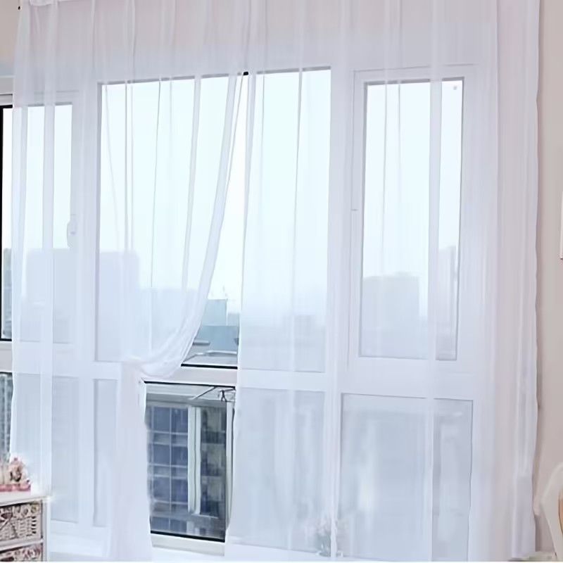 2pcs Lightweight Solid Color Transparent Window Screening House Decor Window Curtain Panel Sheer Polyester-Rod Pocket Design for Easy Hanging, Perfect for Bedroom & Living Room Decor