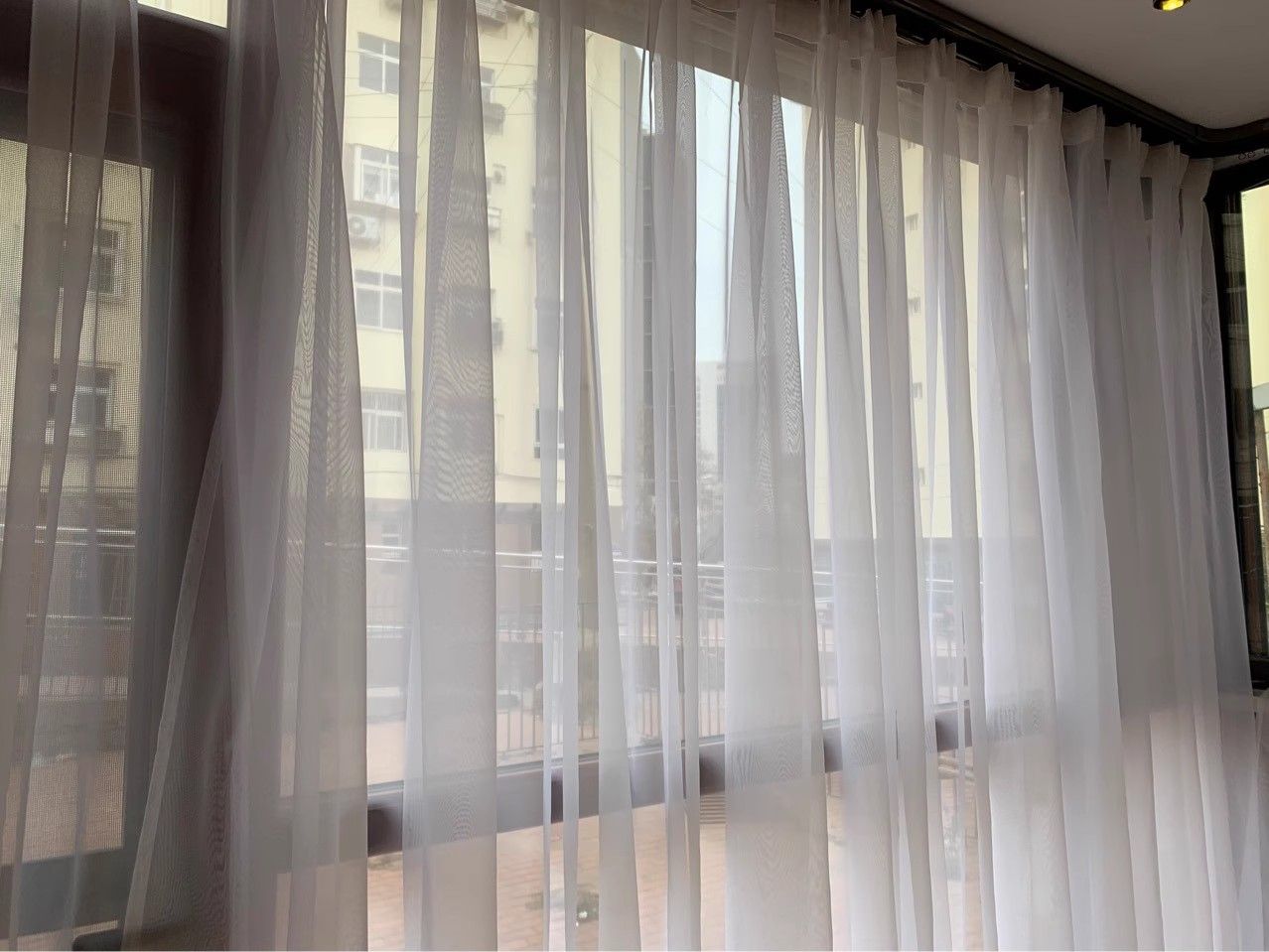 2pcs Lightweight Solid Color Transparent Window Screening House Decor Window Curtain Panel Sheer Polyester-Rod Pocket Design for Easy Hanging, Perfect for Bedroom & Living Room Decor