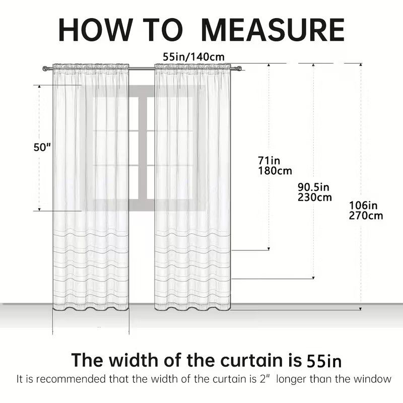 2pcs Lightweight Solid Color Transparent Window Screening House Decor Window Curtain Panel Sheer Polyester-Rod Pocket Design for Easy Hanging, Perfect for Bedroom & Living Room Decor